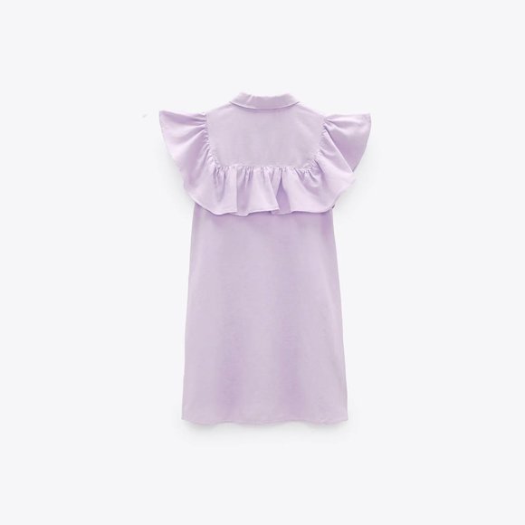 🪻Host Pick🪻 NWT ZARA Lilac Ruffled A-Line Mini Dress – XL - Picture 7 of 10